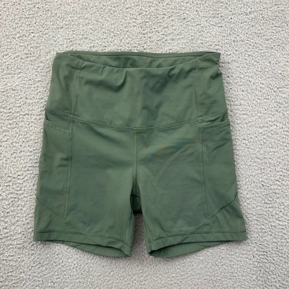 CRZ Yoga High Rise Biker Shorts Green Athletic Athleisure Women's Medium